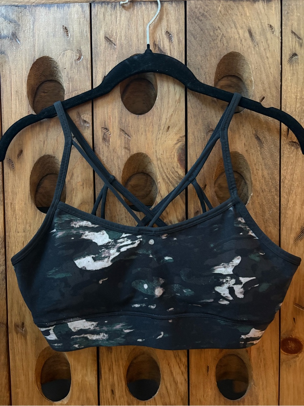 Donna Karan Black Printed Strappy Sports Bralette